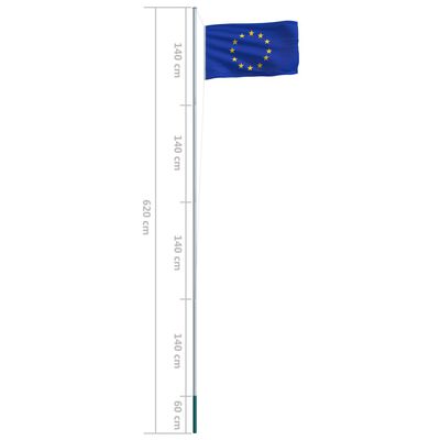 vidaXL Bandera de la Unión Europea y mástil de aluminio 6,2 m