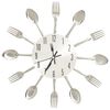 vidaXL Reloj de pared dise&ntilde;o cuchara y tenedor plateado 31 cm aluminio