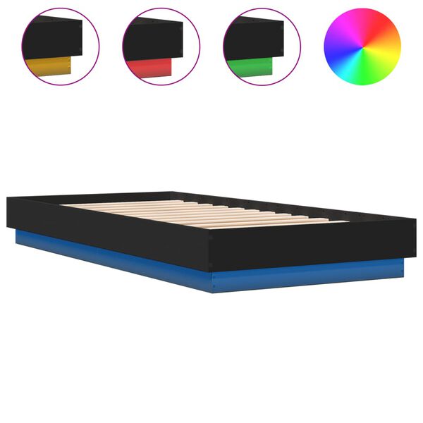 vidaXL Estructura de cama con luces LED negro 100x200 cm