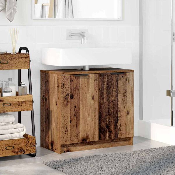 vidaXL Gabinete de Ba&ntilde;o con puerta Madera Vieja 64,5 x 33,5 x 59 cm