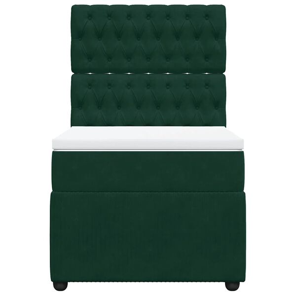 vidaXL Cama box spring con colch&oacute;n terciopelo verde oscuro 100x200 cm