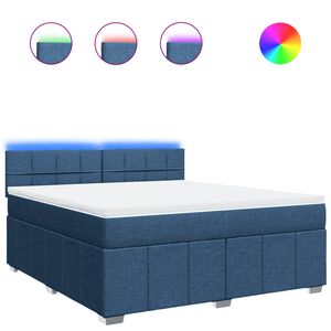 vidaXL Cama box spring con colch&oacute;n tela azul 180x200 cm