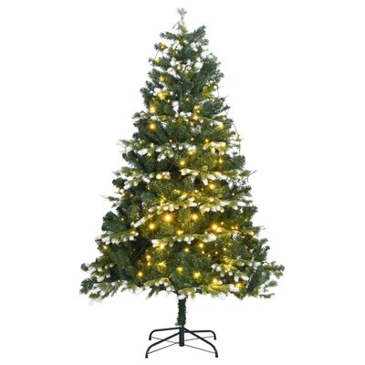 vidaXL Árbol de Navidad artificial con bisagras 300 LED y nieve 180 cm