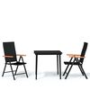 vidaXL Juego de comedor de jard&iacute;n 3 piezas negro