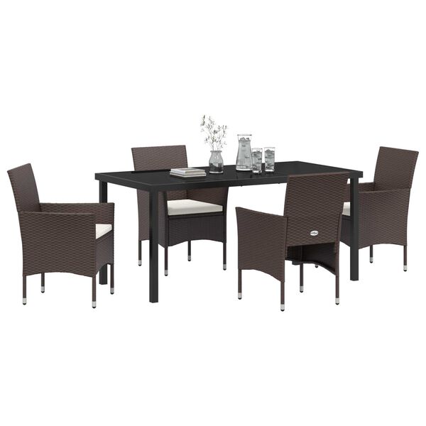 vidaXL Conjunto de Comedor de Jardín 5 pcs Marrón ratán sintético