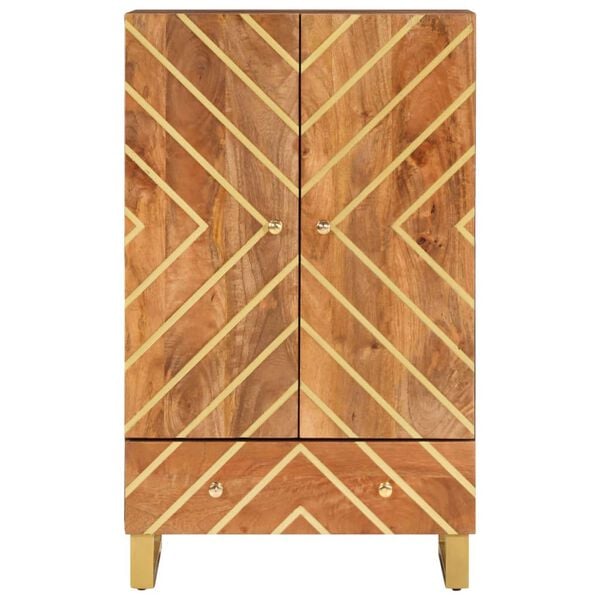 vidaXL Aparador de madera maciza mango marr&oacute;n y negro 60x33,5x100 cm