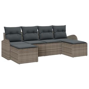 vidaXL Conjunto de sof&aacute; de jard&iacute;n 6 pcs Gris Rattan de Poli&eacute;ster