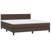 vidaXL Cama box spring colch&oacute;n y LED cuero sint&eacute;tico marr&oacute;n 160x200 cm