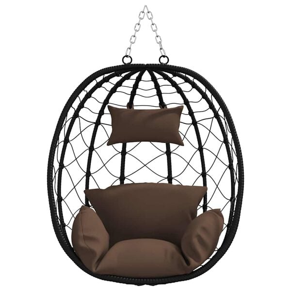 vidaXL Silla huevo colgante Caf&eacute; 91.5 x 60 x 110 cm rat&aacute;n sint&eacute;tico