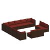 vidaXL Set de muebles de jard&iacute;n 13 pzas cojines rat&aacute;n sint&eacute;tico marr&oacute;n