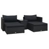vidaXL Set muebles de jardín 5 piezas y cojines ratán sintético negro