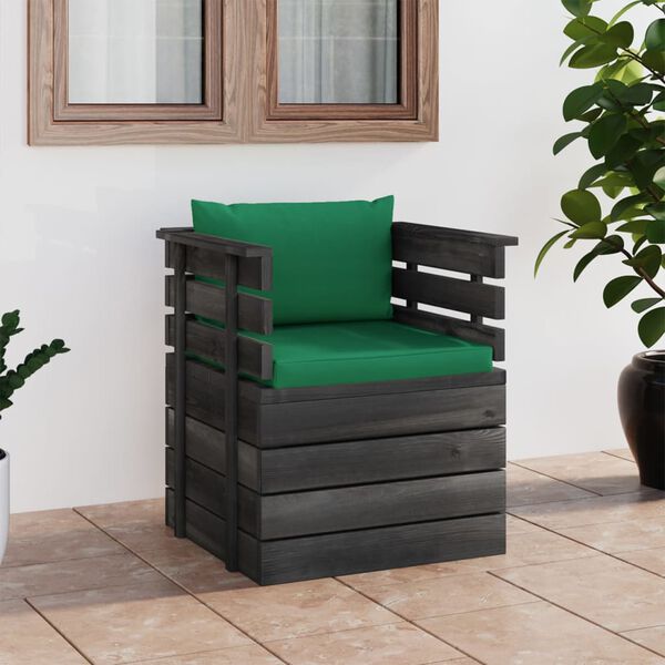 vidaXL Sill&oacute;n de jard&iacute;n con cojines madera de pino