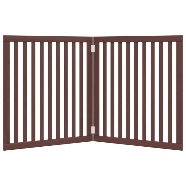 vidaXL Puerta para perros plegable 2 paneles madera &aacute;lamo marr&oacute;n 160cm