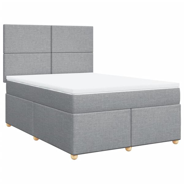 vidaXL Cama box spring con colch&oacute;n tela gris claro 140x200 cm