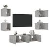 vidaXL Muebles TV pared con LED 6 pzas madera ingenier&iacute;a gris hormig&oacute;n