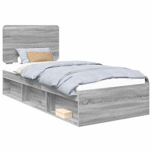 vidaXL Estructura de cama con cabecera Gris Sonoma 90 x 190 cm