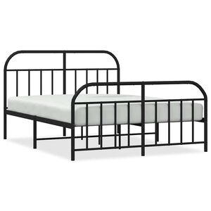 vidaXL Estructura cama sin colch&oacute;n con estribo metal negro 140x190 cm