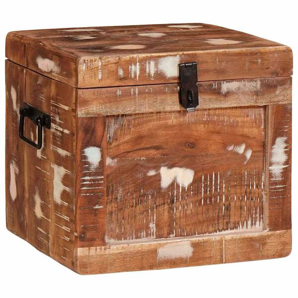 vidaXL Caja de Almacenamiento con puerta Marr&oacute;n Madera de mango maciza