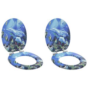 vidaXL Asiento de inodoro de cierre suave 2 uds. Azul 44 x 38 cm