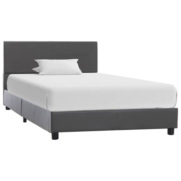 vidaXL Estructura de cama de cuero sint&eacute;tico gris 100x200 cm
