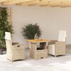 vidaXL Set comedor de jard&iacute;n 3 pzas con cojines rat&aacute;n sint&eacute;tico beige