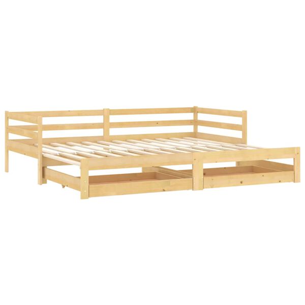 vidaXL Sofá cama extraíble madera maciza de pino 2x(90x200) cm