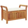 vidaXL Banco almacenaje jard&iacute;n con coj&iacute;n madera maciza de acacia 91 cm