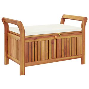 vidaXL Banco almacenaje jard&iacute;n con coj&iacute;n madera maciza de acacia 91 cm