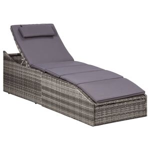 vidaXL Tumbona con coj&iacute;n rat&aacute;n sint&eacute;tico gris