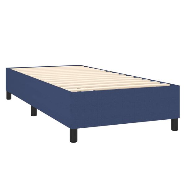 vidaXL Cama box spring con colch&oacute;n tela azul 90x200 cm