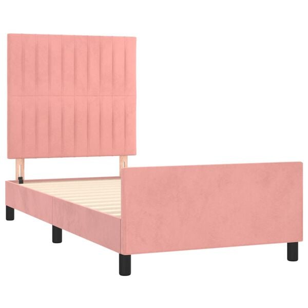 vidaXL Estructura de cama sin colch&oacute;n terciopelo rosa 80x200 cm