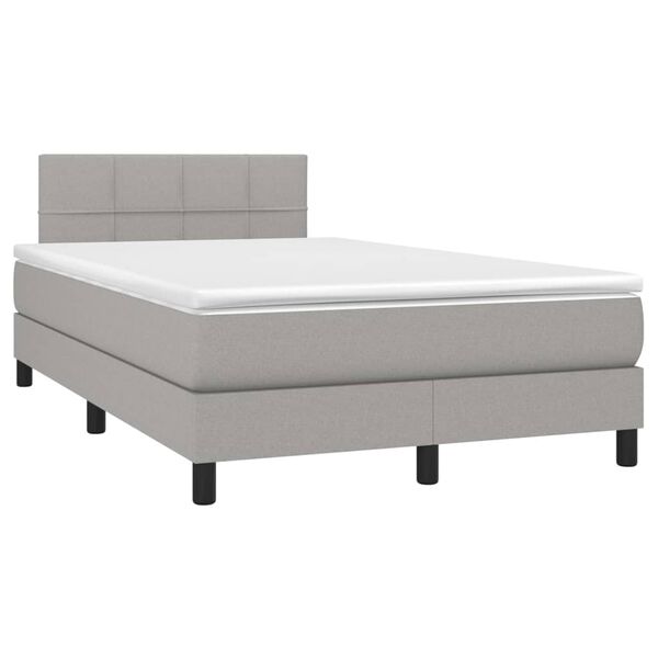 vidaXL Cama box spring con colch&oacute;n tela gris claro 120x190 cm