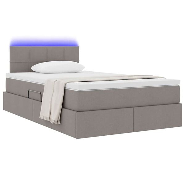 vidaXL Cama con almacenamiento y LED con LED Taup&eacute; 120 x 200 cm tela