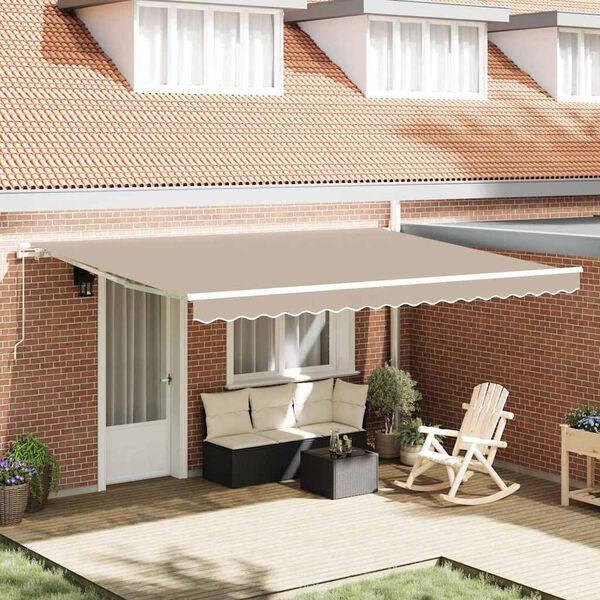 vidaXL Toldo Manual Beige 450 x 350 x 165 cm Poli&eacute;ster