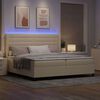 vidaXL Cama Box Spring LED con colch&oacute;n Crema 200 x 200 cm tela