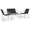 vidaXL Juego de muebles de jard&iacute;n 4 piezas tela y acero negro