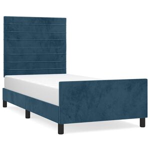 vidaXL Estructura de cama sin colch&oacute;n terciopelo azul oscuro 90x200 cm