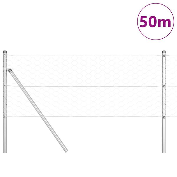 vidaXL Poste de Valla Plateado 50 x 0,6 m (malla de 50 mm) Acero