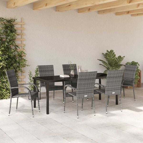 vidaXL Conjunto de Comedor de Jard&iacute;n 7 pcs Gris