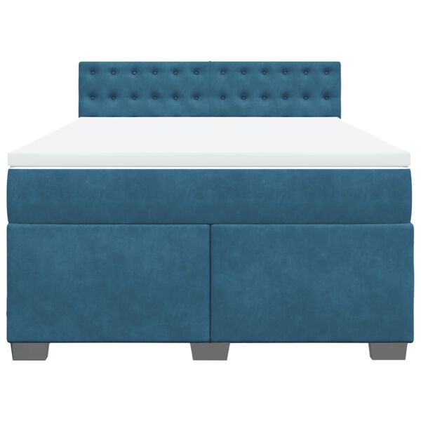 vidaXL Cama box spring con colch&oacute;n terciopelo azul oscuro 140x190 cm