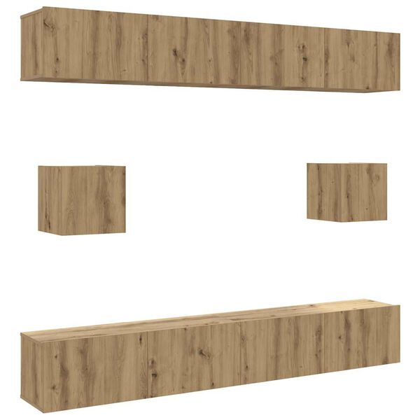 vidaXL Mueble para TV de pared madera contrachapada artesanal 6 piezas