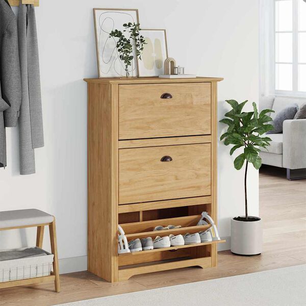 vidaXL Zapatero BODO Marr&oacute;n miel 80 x 35 x 118 cm Madera contrachapada