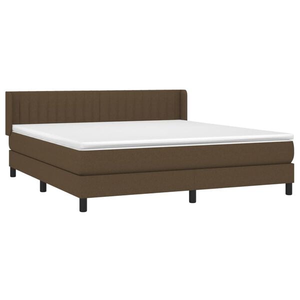 vidaXL Cama box spring con colch&oacute;n tela marr&oacute;n oscuro 180x200 cm