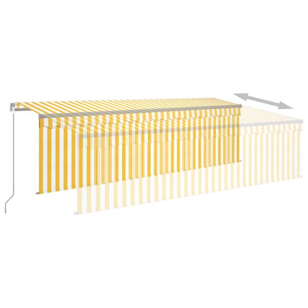vidaXL Toldo retr&aacute;ctil manual persiana y LED amarillo y blanco 5x3 m