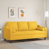vidaXL Sof&aacute; 3 plazas con almohadas y cojines tela amarillo claro 180cm