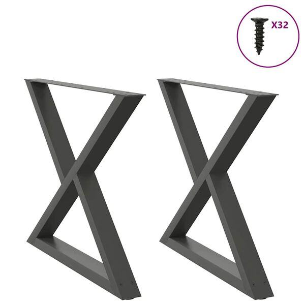 vidaXL Patas para mesa de comedor (2 unidades), antracita, 90 x (72-73,3) cm, acero
