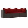 vidaXL Set muebles de jard&iacute;n 3 piezas y cojines rat&aacute;n sint&eacute;tico marr&oacute;n