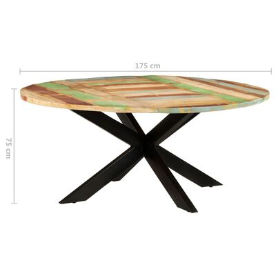 vidaXL Mesa de comedor madera maciza reciclada redonda 175x75 cm