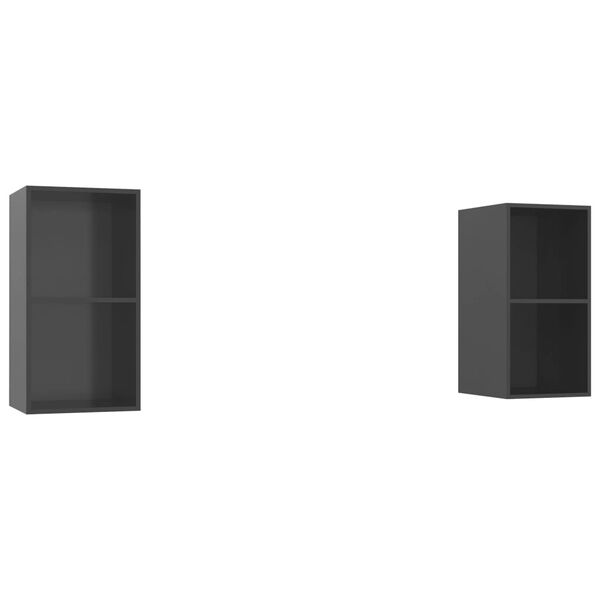 vidaXL Muebles de salón de pared 2 pzas madera ingeniería gris brillo