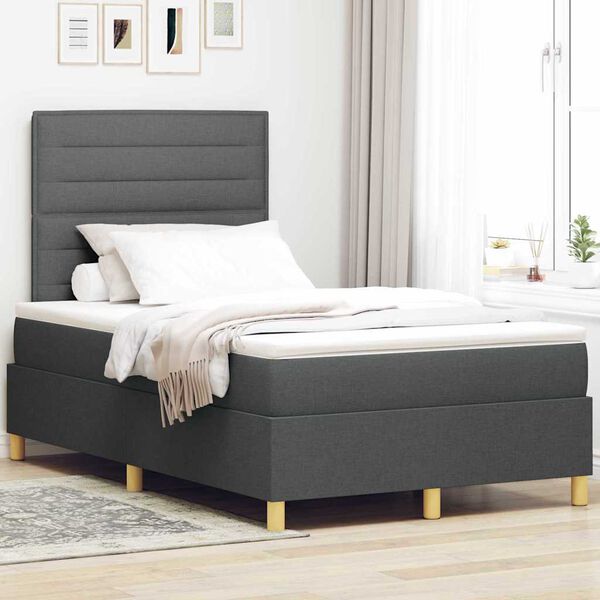 vidaXL Cama tipo Box Spring con colch&oacute;n Gris oscuro 120 x 200 cm tela